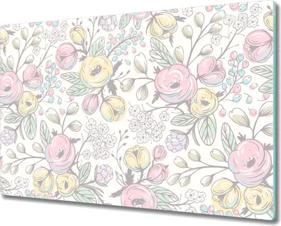 Produktbild von Glas-Herdabdeckplatte Glaskeramikkochfeld-Abdeckung Spritzschutz - 80x52 cm - Bunte Blumen rosa