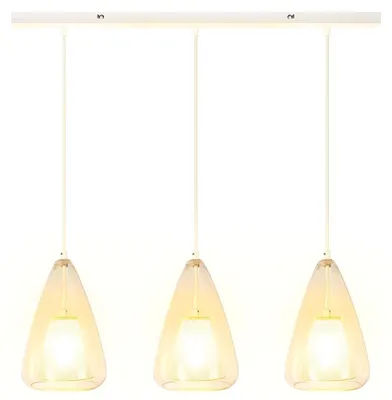 Produktbild von LED Pendelleuchte, Glas klar, Metall weiß, dimmbar H 150 cm