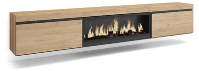 TV-Lowboard mit LED-Kamin 267x45x35 cm Eiche