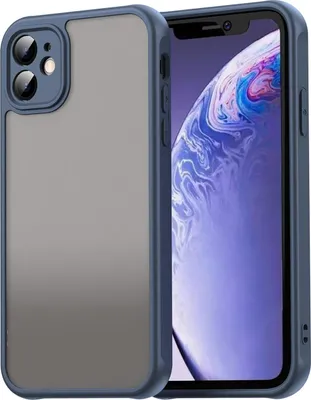Produktbild von Matt Hülle für iPhone 11 mit Kameraschutz, Transluzente Matt Rückseite Stoßfeste Handyhülle Blau