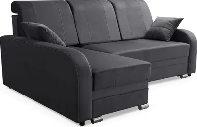 Produktbild von Robin BARI Ecksofa mit Schlaffunktion Bettkasten Sofa L-Form, Schlafsofa mit Bettkasten und Kissen, Freistehende Eckcouch Schlafcouch Wohnzimmermöbel Wohnlandschaft (Anthracite)
