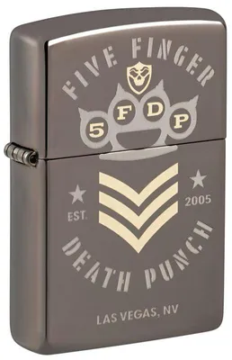Produktbild von Zippo Benzin-Feuerzeug Ebony Five Finger Death Punch Logo 60007798, unbefüllt