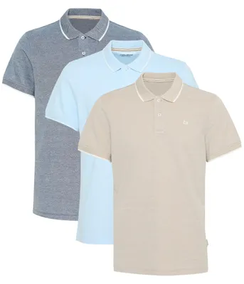 Image de Lot de 3 polos pour hommes BHPolo, chemises à col polo avec boutons, 100% coton, coupe classique
