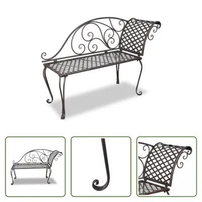 Zdjęcie produktu dla The Living Store Szezlong ogrodowy 128 cm stalowy antyczny brąz