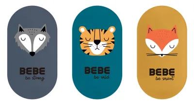 Productafbeelding van 3 stuks Interdruk gummetjes, ovaal, BeBe Friends, jongensmotieven, in 3 verschillende designs