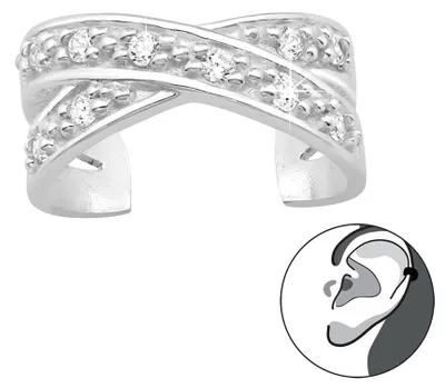 Produktbild von Ohrklemme „Zirkonia“ Silber 925: Ear Cuff Ohrring ohne Loch tragbar