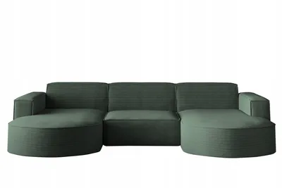 A sectional sofa with rounded chaise sections.