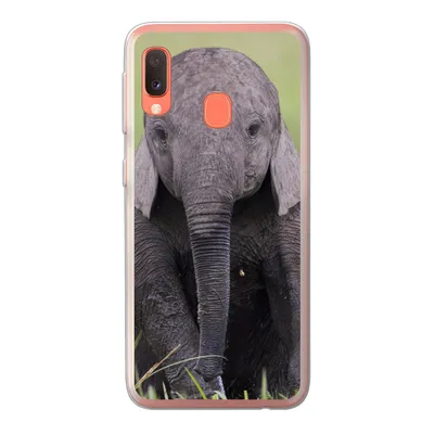 Produktbild von MuchoWow® Handyhülle Schutzhülle Hülle für Samsung Galaxy A20e Elefant - Baby - Tiere - Gras - Natur Silikon Softcase Handy Hülle - Abdeckung