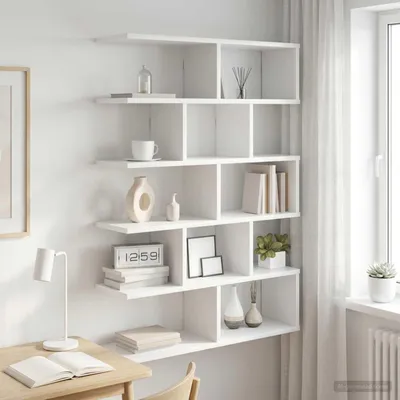 Obrázek produktu pro Maison Exclusive – Nástěnná police, bílá, 70 x 20 x 100 cm, materiál: dřevovláknitá deska
