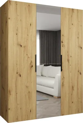 Produktbild von MEBLE KRYSPOL, Kleiderschrank, Schrank 150 cmx202x52, Artisan Eiche, Schwarz