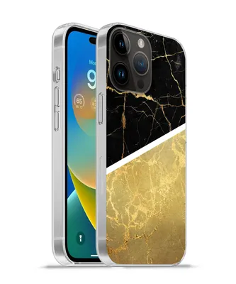 Produktbild von MuchoWow® Handyhülle Schutzhülle Hülle für Apple iPhone 14 Pro Max Marmor - Schwarz - Gold Silikon Softcase Handy Hülle - Hardcover