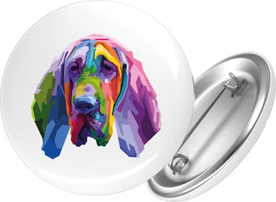 Produktbild von Huuraa Button Bloodhound Colorful 59mm rund mit Sicherheitsnadel Ansteckbutton Geschenkidee