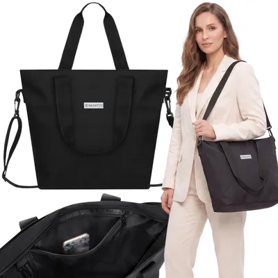 Produktbild von ZAGATTO schwarze Damen-Umhängetasche, geräumige Shopper-Tasche, 35 × 34 × 17 cm