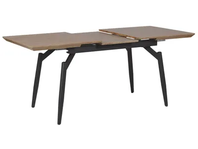 Produktbild von BELIANI Esstisch Braun MDF-Platte für 8 Personen 140x80 cm ausziehbar 180 x 80 cm rechteckig mit Metallgestell Schwarz Wohnküche Esszimmer Wohnzimmer