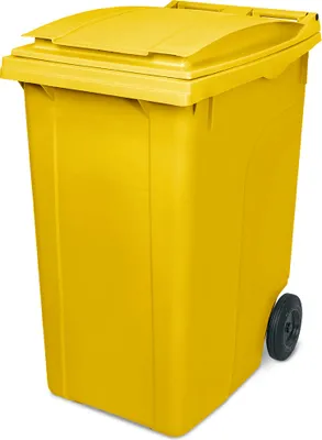 Produktbild von 360 Liter DIN Mülltonne, HxBxT 1090x620x860 mm, Gewicht 17,1 kg, gelb