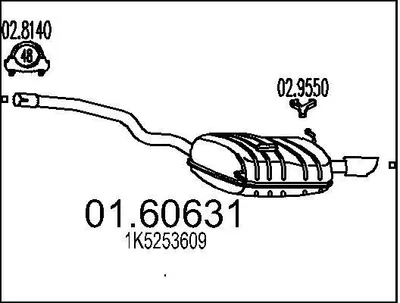 Produktbild von MTS 01.60631 Endschalldämpfer für SKODA Octavia II Combi (1Z5) Auspuff