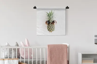 Produktbild von MuchoWow® Wandteppich Wandbehang Sonnenbrille - Ananas - Tropisch 60x60 cm Tapisserie Dekoration Wandtuch - Dekorationen - Wand Decke