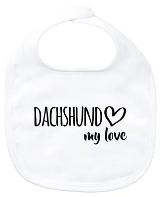 Produktbild von Huuraa Baby Lätzchen Dachshund my love White Klettverschluss  Baumwolle Latz Geschenkidee