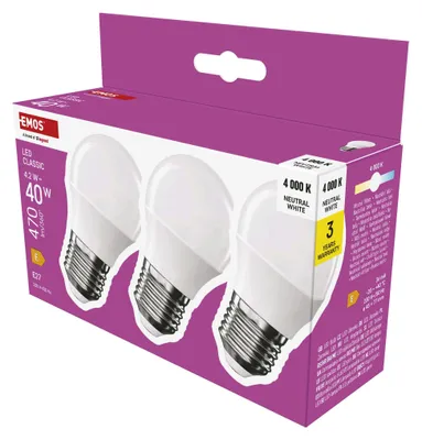 LED žárovka Classic Mini Globe / E27 / 4,2 W (40 W) / 470 lm / neutrální bílá