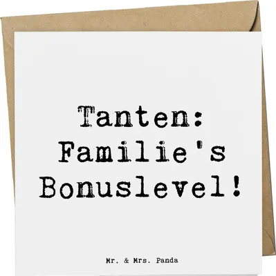 Produktbild von Mr. & Mrs. Panda Grußkarte Spruch Tante Bonuslevel - Weiß - Geschenk, herzerwärmende Sprüche, Lustig, Liebe, Freude, faltkarte, anlasskarte, Geschenke, Nichte, Neffe