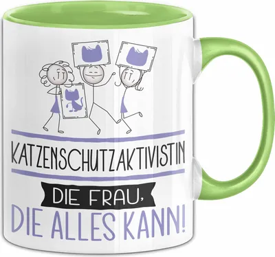 Produktbild von Katzenschutzaktivistin Geschenk Tasse Becher Die Frau Die Allen Kann Geschenkidee für eine Katzenschutzaktivistin Lustig (Grün)