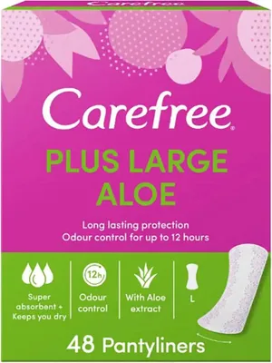 Zdjęcie produktu dla Carefree Plus Large, Wkładki higieniczne Aloe Vera Scent, 48 sztuk