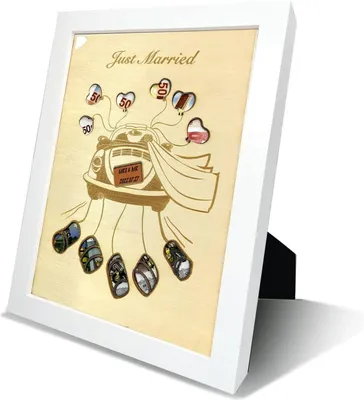 Produktbild von DMHSGIFT Hochzeitsgeschenk, Geld im Rahmen - Holzfarbe