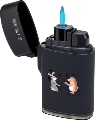 Produktbild von Mr. & Mrs. Panda sturmfeuerzeug Hase Igel - Schwarz - Geschenk, Lustige Sprüche, Gasfeuerzeug, zigarettenanzünder, Trösten, und, Trennungsschmerz, Feuerzeuge, anzünder