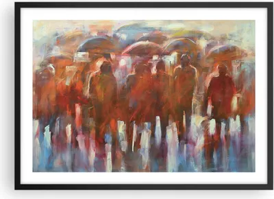 Produktbild von Gerahmtes Poster - Schwarzer Rahmen - Regenschirme Menschen Handwerk - 70x50 cm - Wand Bild - Wanddeko - Wandbilder - Wandposter - Bilderrahmen - Bilder - Kunstdruck - Wandbild - P2BAA70x50-4260