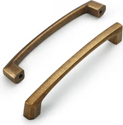 Produktbild von 10 Stück Vintage Messing Handgriffe, 128 mm Griffabstand, für alte Küchen, Ladegrepen