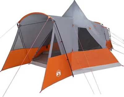 Image de Tente tipi vidaXL pour 8 personnes, gris et orange, 720 x 465 x 295 cm
