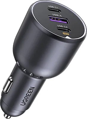 Obrázok produktu pre Ugreen 130W 3-Port Fast Car Char gray, Auto, Zapaľovač, Šedá