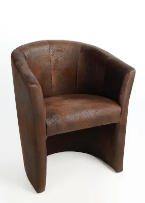 A brown armchair is shown against a white background.