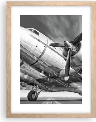 Produktbild von Gerahmtes Poster - Rahmen in heller Eiche - Flugzeug Retro Flugzeug - 30x40 cm - Wand Bild - Wanddeko - Wandbilder - Kunstposter - Wandposter - Bilderrahmen - Bilder - Kunstdruck - P2NPA30x40-4952