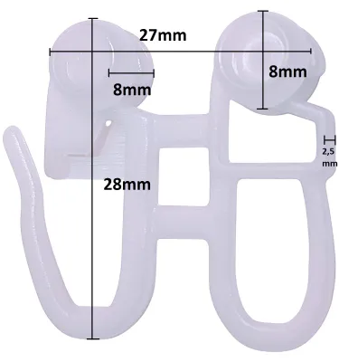 Produktbild von 10 Gardinenstangenhalter mit Faltenhaken, 8 mm Gardinenrollen für Gardinenschienen und Flächenvorhangsysteme