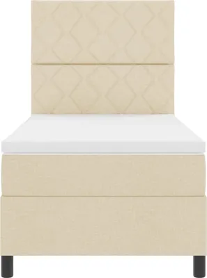 Produktbild von vidaXL Boxspringbett mit Kopfteil Creme 100 x 200 cm Stoff