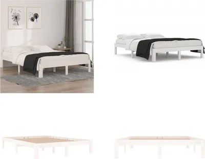 Produktbild von vidaXL Massivholzbett Weiß Kiefer 140x190 cm - Bettrahmen - Bettgestell - Bett - Holzbett