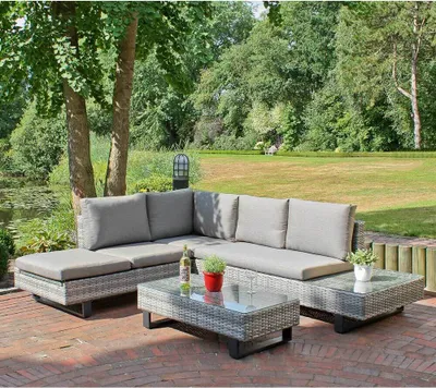 Produktbild von Gartenmöbel Rattan Lounge-Eckgruppe COLBITZ-120, 3-tlg B/H/T ca. 210/69/84 cm