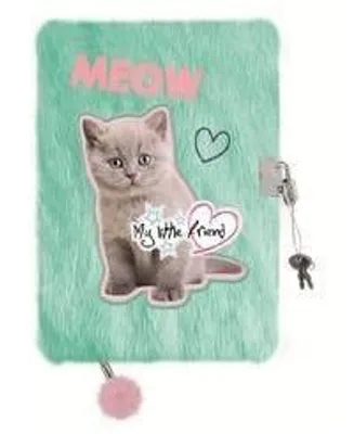 Zdjęcie produktu dla Pamiętnik z kłódką A5 włochacz Fluffy Kitty 96k.