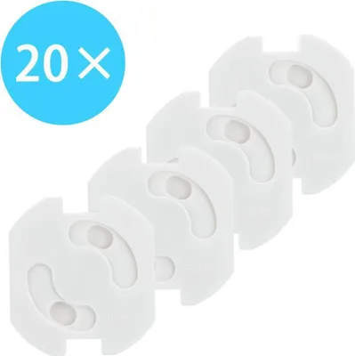 Produktbild von Intirilife Klebe Steckdosen Abdeckung in WEISS – 20er Set Steckdosenschutz zum Kleben mit Drehmechanik für besseren Schutz – Steckdosensicherung