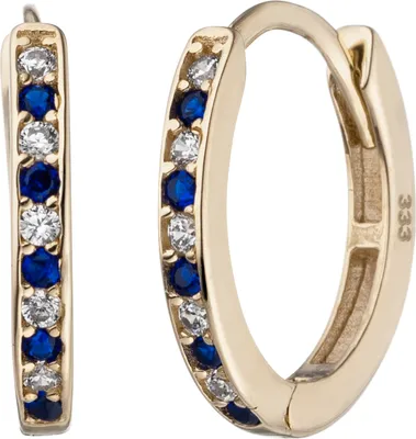 Produktbild von Creolen oval 333 Gold Gelbgold 20 Zirkonia blau weiß Ohrringe