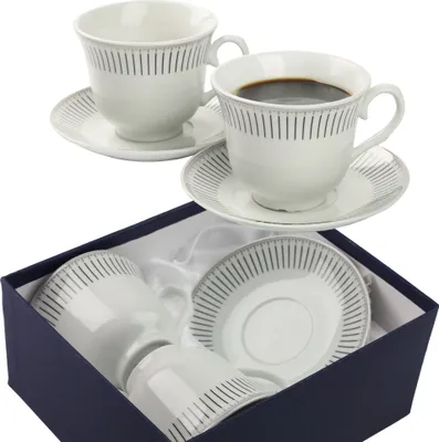 Produktbild von Tassen und Untertassen Festa Italia DELIA Weißes Porzellan Tasse 2er x250ml