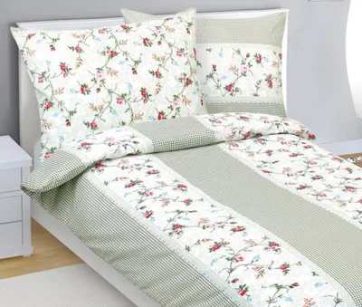 Produktbild von Baumwollbettwäsche - Grün, Braun, Rosa - 140x220, 70x90