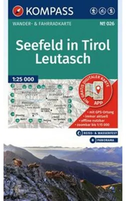 Produktbild von KOMPASS Wanderkarte 026 Seefeld in Tirol, Leutasch 1:25.000