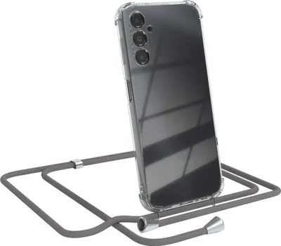Produktbild von EAZY CASE Handykette kompatibel mit Samsung Galaxy A14 5G, Handyhülle mit Umhängeband, Handykordel, Schutzhülle Clear, Band in Grau