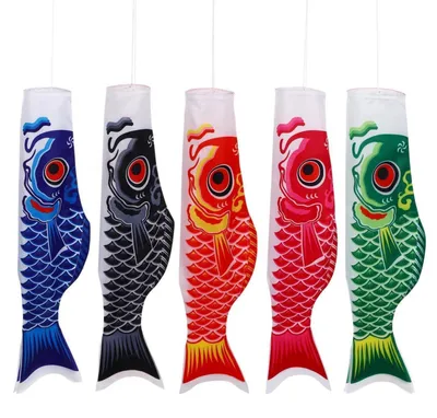 Produktbild von Karpfenflagge Koinobori 70 cm Satin hängende Dekoration für Außenbereich Garten Zuhause 70x17cm