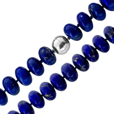 Produktbild von Lapislazuli Collier Silber 925 blaue Edelsteine 18-11mm Antikschmuck 45