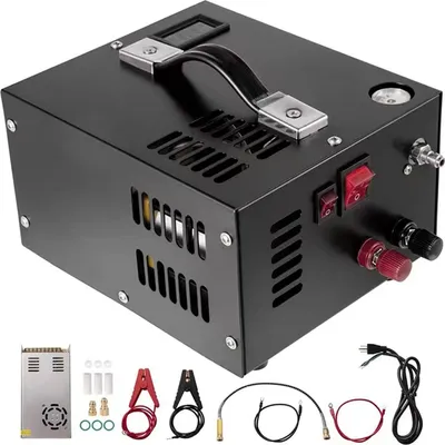 Produktbild von PCP Kompressor - Hochdruckkompressor 300 bar (4500 psi) - Tragbar - Automatische Abschaltung - Ölfrei - Für Luftgewehr & Tauchflasche - Schwarz