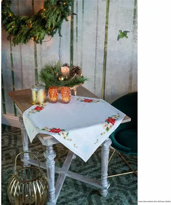 Produktbild von Vervaco Kreuzstich-Tischdecken-Set „Poinsettia“, Zählvorlage