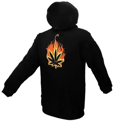 Productafbeelding van Brandende cannabisblad-hoodie - maat L